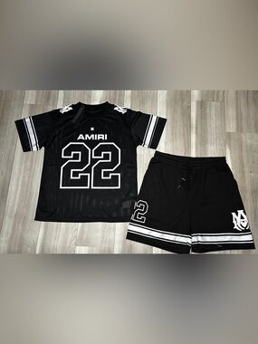 AMIRI Black & White '22 Mesh Jersey and Shorts Set